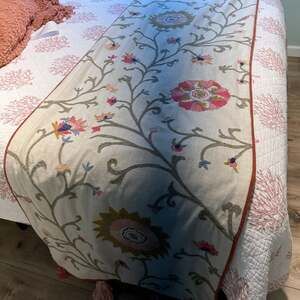 Soft Surroundings 100% COTTON throw blanket embroidered